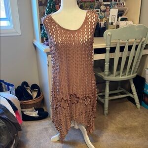 Elegant Brown Sleeveless Top/Beach Coverup